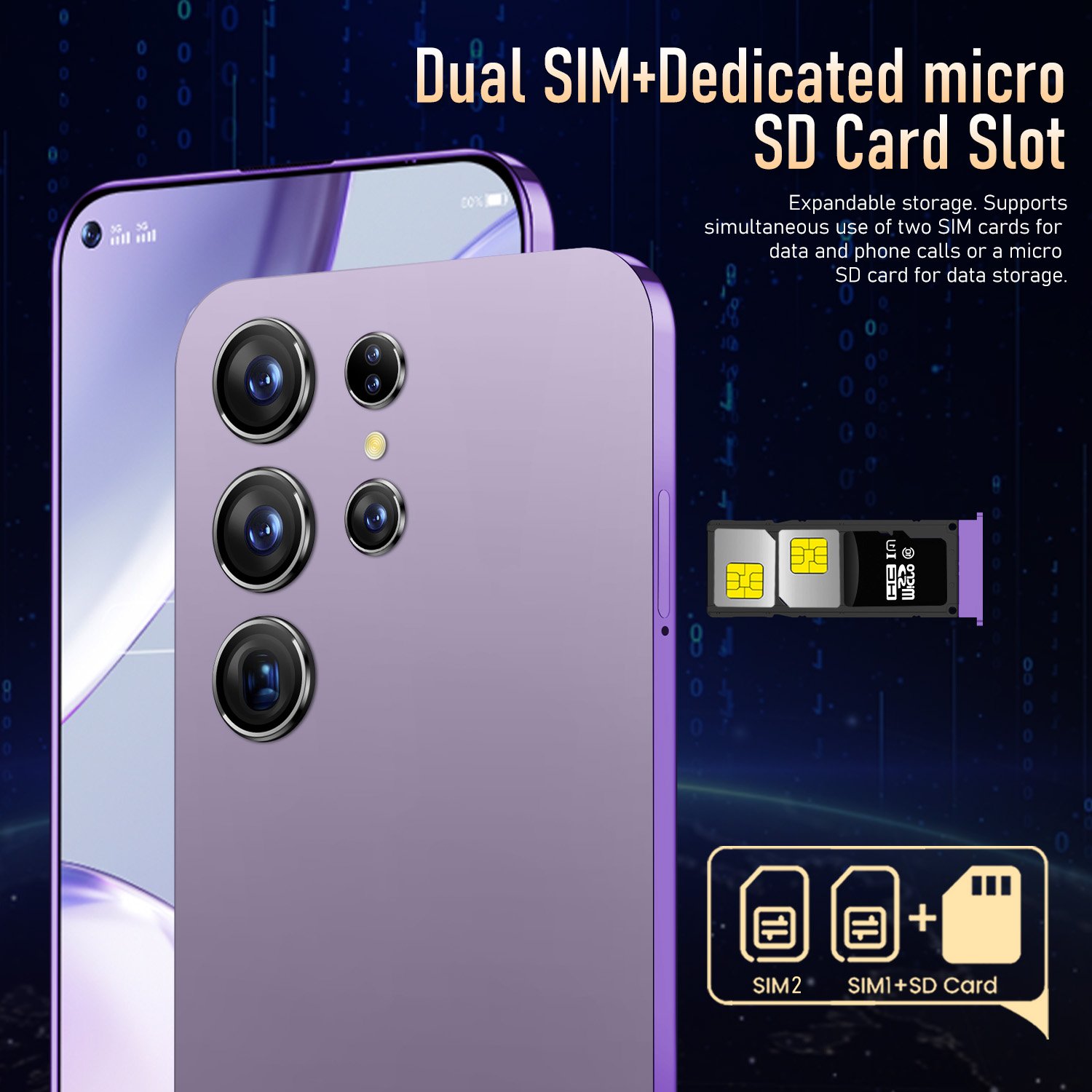 Original S24 Ultra 7.3inch Big Screen Smartphone 16GB+1TB Unlocked 5G Dual Sim Android 13 Clone Phone 108MP Rear Smart Used LTE